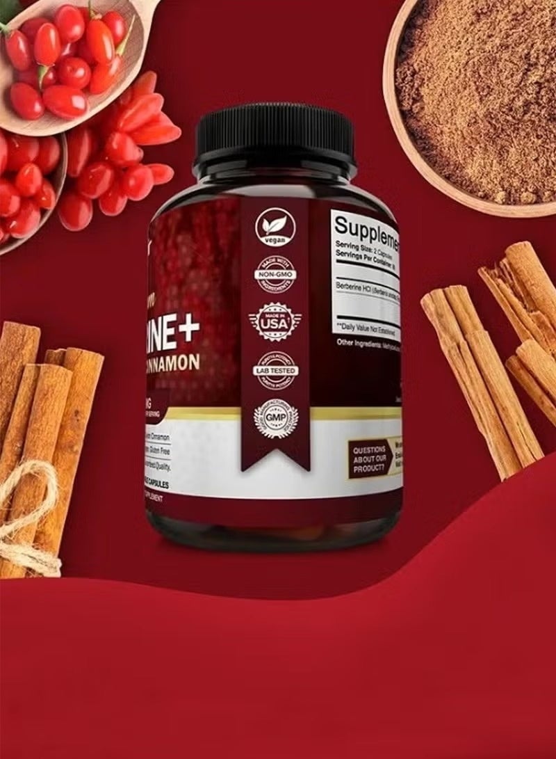 بريميم كبسولات بيربيرين هيدروكلوريد عالية الجودة ١٢٠٠ ملجم - ١٢٠ كبسولة مع خلاصة قرفة سيلان النقية مكملات جذور بيربيرين هيدروكلوريد المعززة للمناعة بنسبة ٨٪ مثالية - Image 5